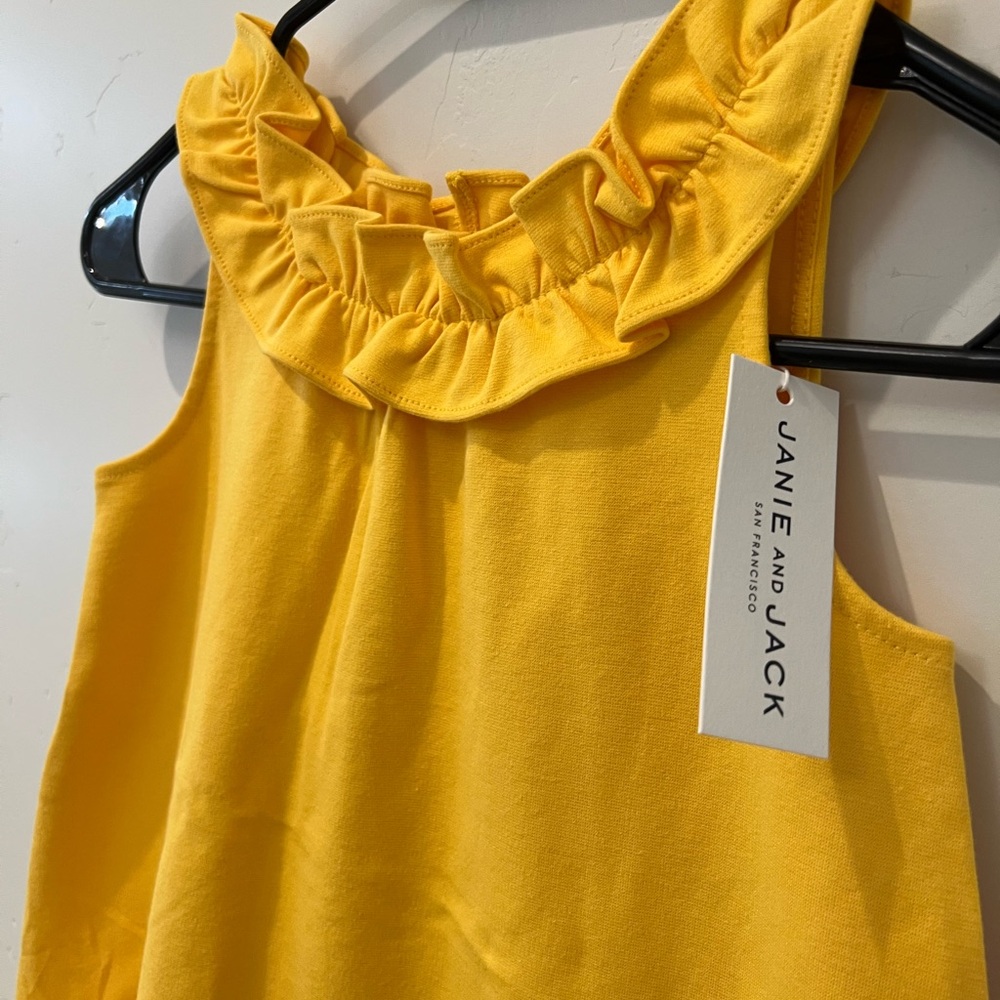 Janie and Jack Girls Yellow Dress size 7, NWT Ruffle Swing Dress - Picture 3 of 7